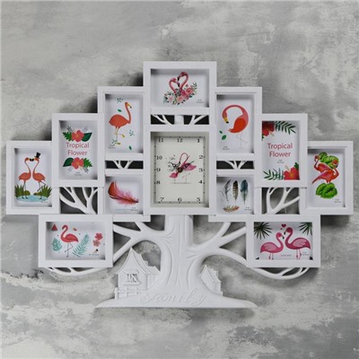 Часы настенные, серия: Фото, "Семейное дерево", с фоторамками, плавный ход, 82 х 58 см