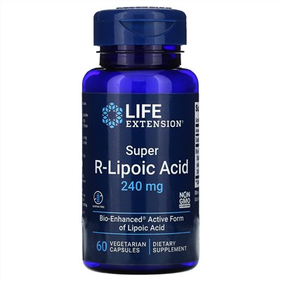 Life Extension, супер R-липоевая кислота, 240 мг, 60 вегетарианских капсул