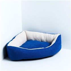 Лежанка угловая, мебельная ткань, 45 х 63 х 16 см, синяя