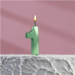 Свеча в торт на шпажке «‎Грань», цифра "1", изумруд,  5 х 3.5 см