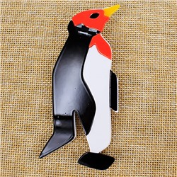 Брошь LUX maxi французский пластик "Черный пингвин"