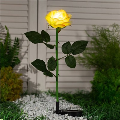 Фонарь садовый на солнечной батарее "Роза белая" 75 см, 1 LED, БЕЛЫЙ