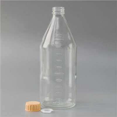Бутылка стеклянная «Деления», 1 л, с крышкой