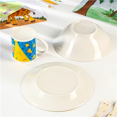 Набор детской посуды «Буба»: 3 предмета: кружка 240 мл, миска d=18 см, тарелка d=19 см