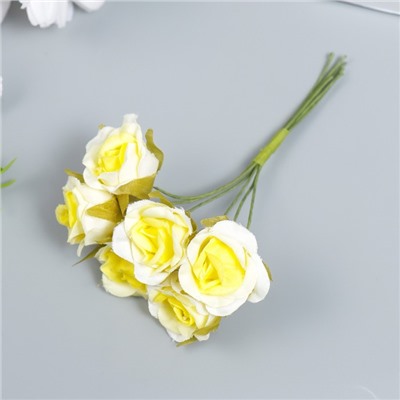 Цветы для декорирования "Роза Амадеус" жёлтый 2 оттенка 1 букет=6 цветов 10 см