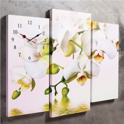 Часы настенные модульные «Белые орхидеи над водой», 60 × 80 см