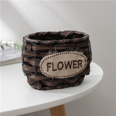 Кашпо для цветов плетёное Доляна FLOWER, 13×9,5×9 см, цвет тёмно-коричневый