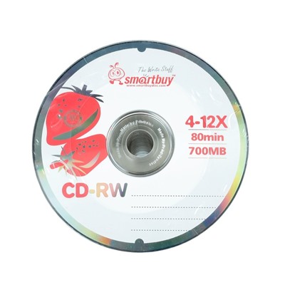 Диск CD-RW Smartbuy, 12х, 700 Мб, Спайка, 100 шт