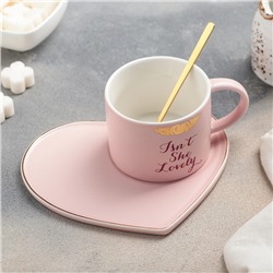 Чайная пара «Поцелуй», кружка 200 мл, тарелка 15,5×13,5 см, ложка, цвет МИКС
