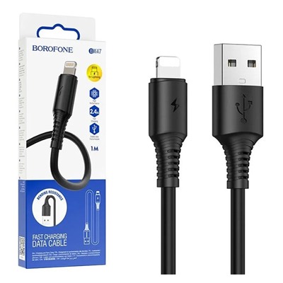 Кабель USB - Lightning BOROFONE BX47 (черный) 1м