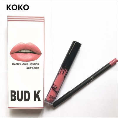 Набор жидкая матовая помада+карандаш BUD K (KOKO)