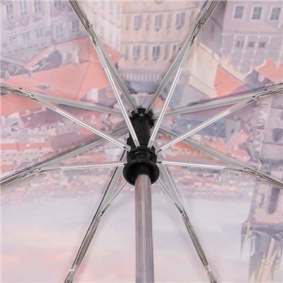 Зонт автоматический, облегчённый, «Город», 3 сложения, 8 спиц, R = 51 см, цвет серый