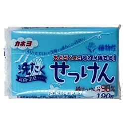 Хозяйственное мыло для стирки стойких загрязнений с антибактериальным и дезодорирующим эффектом Kaneyo, Япония, 190 г