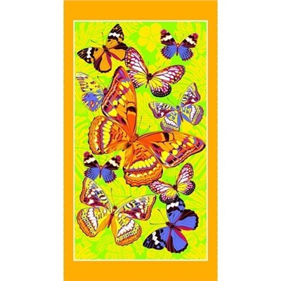 Вафельное полотно набивное 150 см 441/4 Бабочки цвет жёлтый