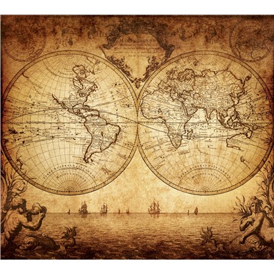 3D Фотообои «Старинная карта мира»