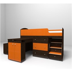 Кровать-чердак Ярофф Малыш 700x1600 венге оранжевый