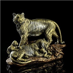 Статуэтка "Тигр семья", бронзовый цвет, 27 см