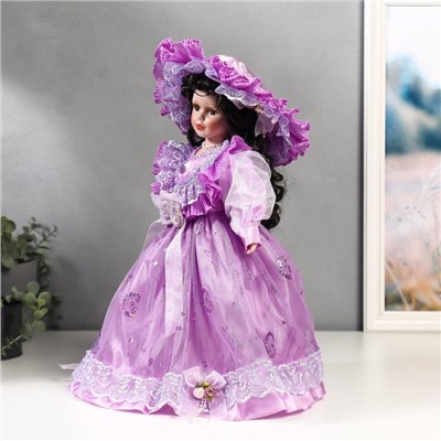 Кукла коллекционная керамика "Леди Беатрис в сиреневом платье" 40 см