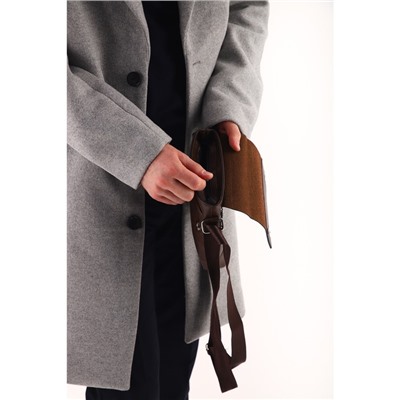 Планшет мужской, отдел на молнии, наружный карман, длинный ремень, цвет коричневый