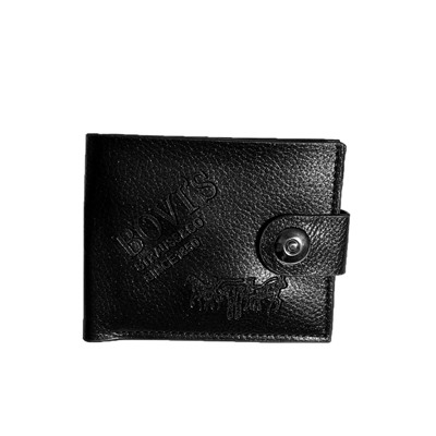 Мужской кошелек BOVIS из качественной эко-кожи чёрного цвета.