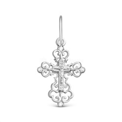 Крест из серебра с фианитами родированный - 2,5 см