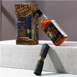 Набор «С Новым годом!»: гель для душа во флаконе виски 250 мл, аромат древесный и пряный, платок в форме сигары