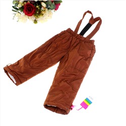 Рост 94-98. Утепленные детские штаны на подтяжках с подкладкой из полиэстера Federlix цвета красного дерева.
