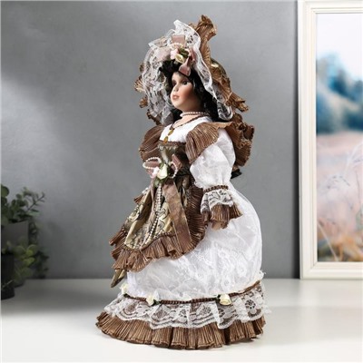 Кукла коллекционная керамика "Леди Кларис в платье цвета мокко" 40 см