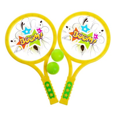 Набор для тенниса «Бум!», 2 ракетки, 2 мяча, цвета МИКС