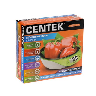 Весы кухонные Centek CT-2454, электронные, до 5 кг, подсветка LCD