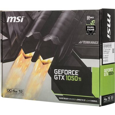 Видеокарта MSI GeForce GTX 1050TI (4GT OC) 4G,128bit,GDDR5,1341/7008,DVI,HDMI,DP