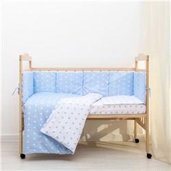 Комплект в кроватку 6 пр. "Подушечки" (борт из 4-х частей), цвет голубой, бязь хл100%
