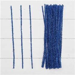 Проволока с ворсом для поделок «Блеск», набор 50 шт, размер 1 шт: 30×0,6 см, цвет синий
