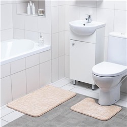 Набор ковриков для ванны и туалета Доляна «Галька, ракушки», 2 шт: 39×40, 50×80 см, цвет бежевый