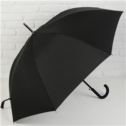 Зонт - трость полуавтоматический «Однотонный», 8 спиц, R = 56 см, цвет чёрный
