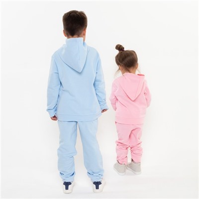 Костюм детский (толстовка, брюки) с НАЧЁСОМ, цвет св.голубой, рост 98 см
