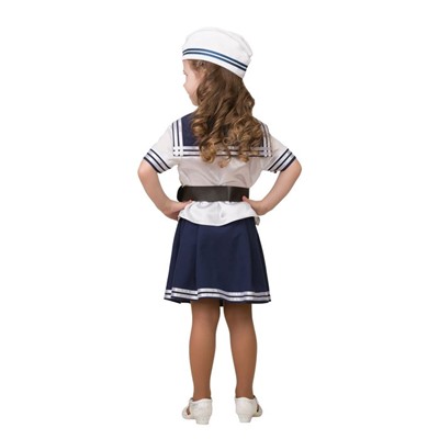 Карнавальный костюм «Морячка», (матроска, юбка, пилотка, ремень), размер 30, рост 116 см