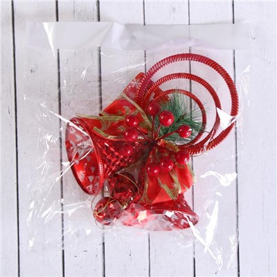 Украшение новогоднее "Колокольчик ягодки и бубенчики" 15х27 см, красный
