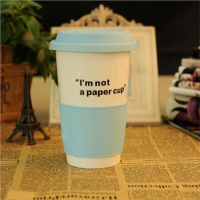 Термокружка "Бумажный стаканчик" керамическая  голубой  Im not a paper cup