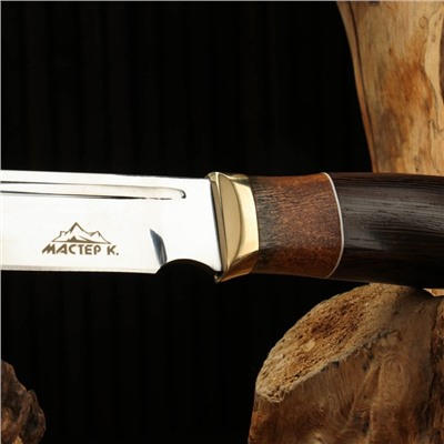 Нож охотничий "Рагнар", рукоять дерево, с золотым кольцом, лезвие 15 см