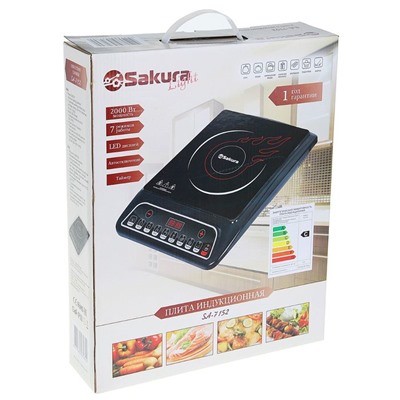 Плитка индукционная Sakura SA-7152, 2000 Вт, 7 режимов, таймер