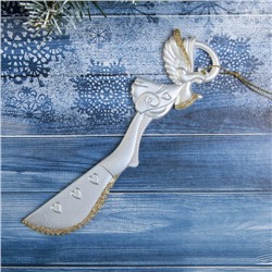 Украшение ёлочное "Ножичек" 16,5х4 см, бело-золотой