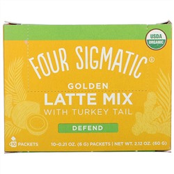 Four Sigmatic, Golden Latte Mix with Turkey Tail, 10 Packets, 0.21 oz (6 g) Each