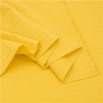 Ткань на отрез вафельное полотно гладкокрашенное 150 см 240 гр/м2 7х7 мм цвет 088 цвет желтый