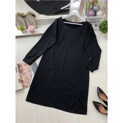 Туника-платье с молнией сбоку черная RH06 KS112