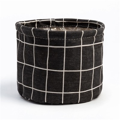 Кашпо текстильное Этель "Клетка", цв. чёрный, 18х15х18 см