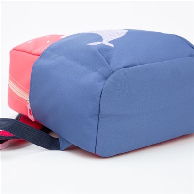 Рюкзак, отдел на молнии, наружный карман, 2 боковых кармана, цвет синий/розовый