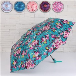 Зонт полуавтоматический «Цветы», 3 сложения, 8 спиц, R = 49, цвет МИКС