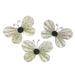 Декор для творчества "Зеленые бабочки в цветочек" набор 3 шт 5х8,5 см