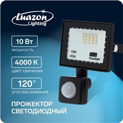 Прожектор светодиодный, 10 Вт, 900 Лм, 4000К, Датчик движения, IP66